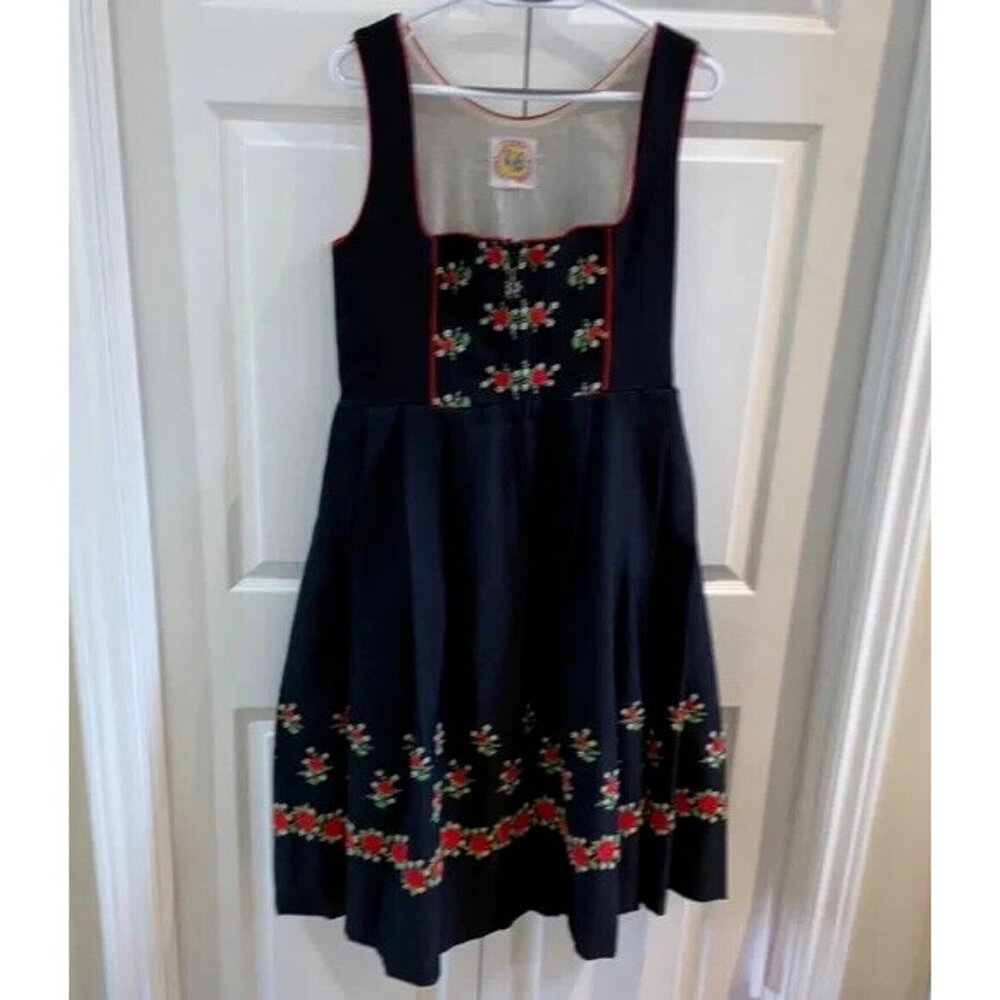 Vintage Licht Trachtenhaus Dress Holland German Dirndl Square Dance Rose Size 12